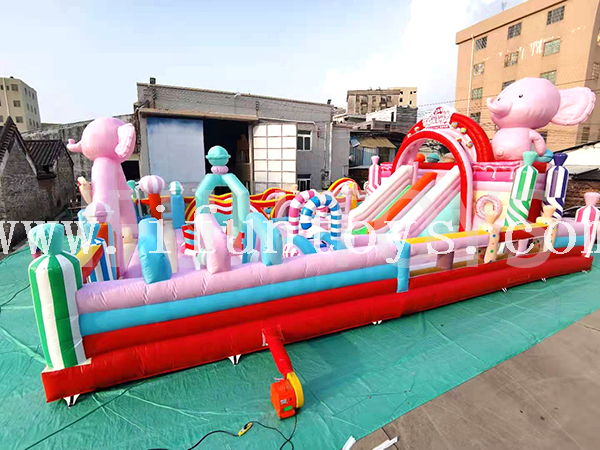 Candy Theme Inflatable Fun City Amusement Park Jumping House Bouncing Paradise Attractions for Toddlers