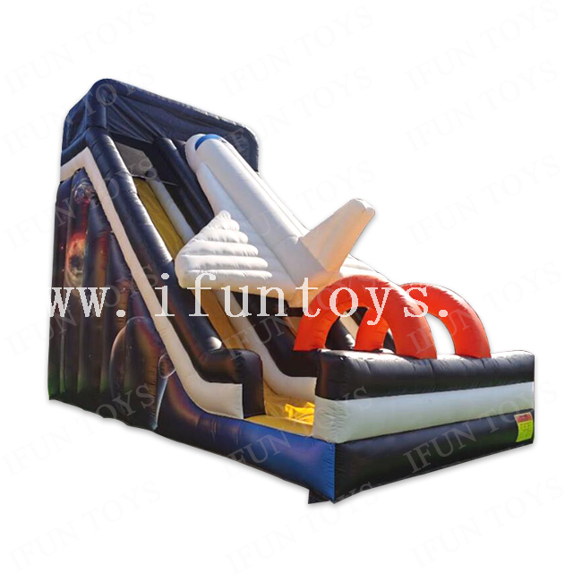 Outdoor Giant Inflatable Dry Slide Airplane Theme Double Lanes Slip Slide Bouncer Slide for Sales