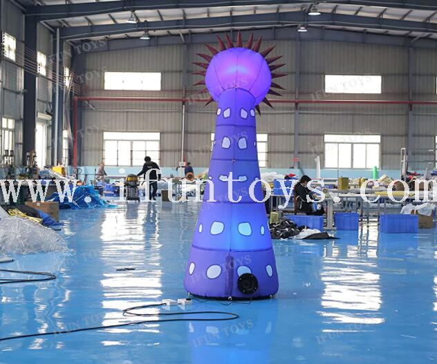 3m Tall Large Inflatable Cyclops Flower Ground Flower with LED Lights for Christmas/Halloween/Party Decoration