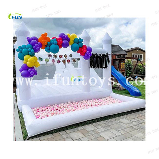 Indoor mini kids white bounce house with ball pit and slide/4m white bouncer/bouncy castle water slide for party rentals