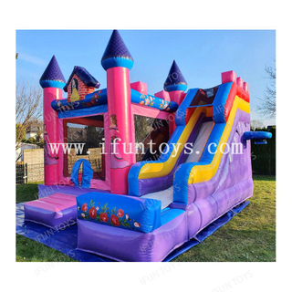 Princess Inflatable Bouncer House Pink Popular Jumping Castle Girls Bouncy Castle Combo With Slide and Basketball Hoop for Kids