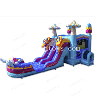 Summer Holiday Inflatable Jumping Bouncy Castle with Slide And Swimming Pool Bouncer Combo for Kids And Adults