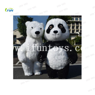 Long plush animal mascot cosplay fancy dress inflatable panda costumes adults dancing suit for event