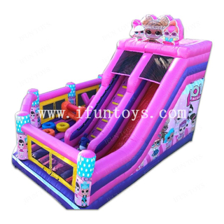 LOL Inflatable Bouncer House Combo Pink Inflatable Dry Slide Bouncer for Girls' Party Princess Inflatable Bouncy Castle