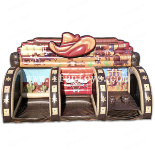 Wild West 3 in 1 Game Arena Inflatable Cactus Toss Lasso Challenge and Barrel Toss for Party Event