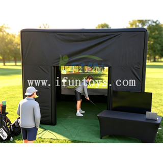 Custom Inflatable Golf Simulator Cage Tent Outdoor Indoor Blow up Golf Simulator Enclosure with Movie Screen for Golf Training