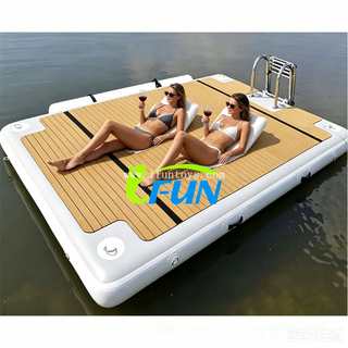 Commercial 20cm Thickness Drop Stitch Inflatable Floating Dock Platform Sea Water Yacht Jet Ski Docking Pontoon with Steel Ladder