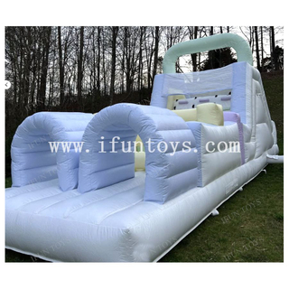 Party Rental Bouncer Commercial Inflatable Jumping Castle Pastel Inflatable Obstacle Course Bounce House with Slide for Adults