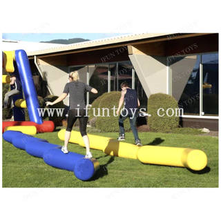 Party Event Rental Used Inflatable Land Obstacle Course Zig Zag Run Interactive Team Building Games for Kids and Adults