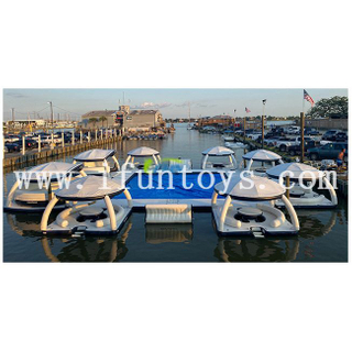 Inflatable Swim Island Bar Lounge Raft with Vinyl & PVC Material for Resort Commercial Residential Outdoor Use