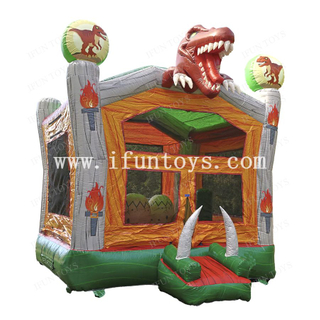 Dino Bounce House Dry Unit Inflatable Jumping Bouncy Combo with Basketball Hoop for Party Rental