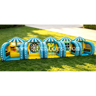 5 in 1 Inflatable Sports Game Lineup Carnival Interactive Basketball Soccer Dart Board Game Ring Toss Floating Ball Archery Game for Party Rental
