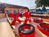 Commercial Military Camo Inflatable Obstacle Course with Slide, Giant Army Theme Inflatable Bouncer for Outdoor Event Rental