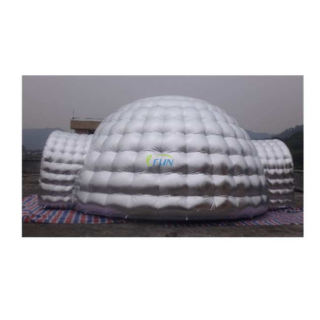  Inflatable Silver Igloo Tent with 2 Tunnels / Inflatable Air Igloo Dome Tent/ Inflatable Igloo Playhouse for Party/Event