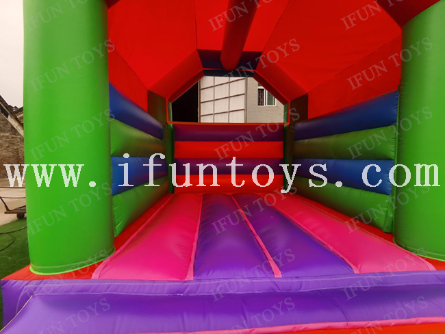 Colorful Inflatable Jumping Bouncy House Kids Trampoline Castle with Air Blower for Wedding Event Party 