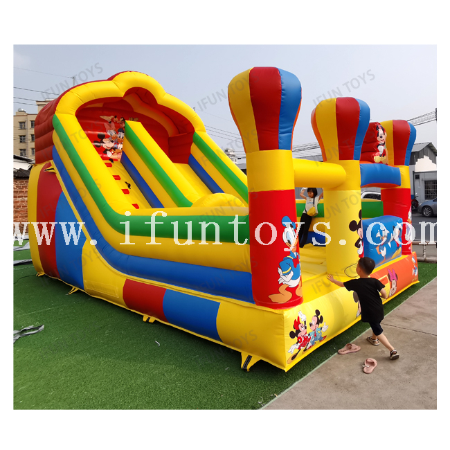Disney Theme Inflatable Dry Slide / Inflatable Mickey Mouse Bouncer Slide / Jumping Castle Playground Slide for Kids