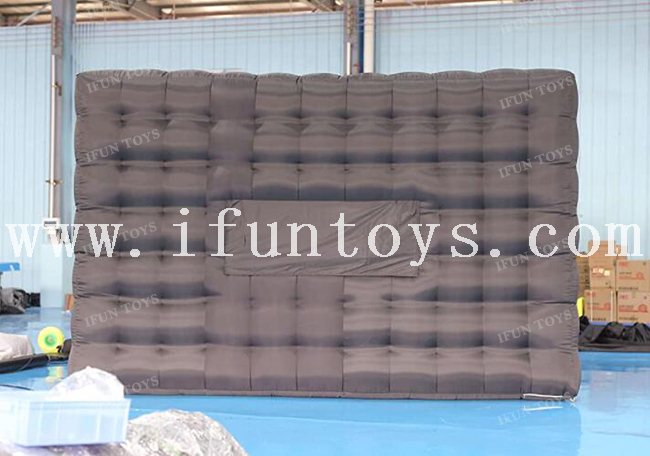Customized Black Inflatable Air Cube Tent Enclosure / Photo Booth Backdrop with LED Light for Event Party