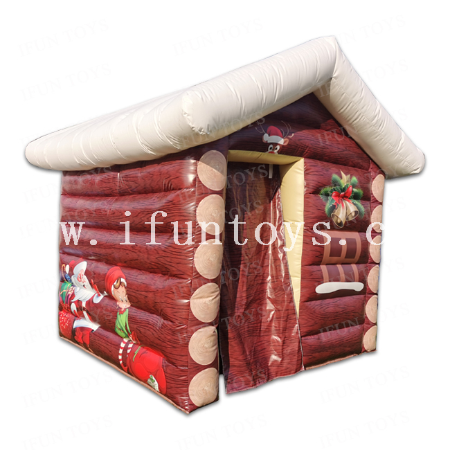 Xmas Inflatable Santa's Grotto/Christmas Inflatable House/ Holiday Inflatable Christmas Tent with Air Blower for Event Decoration