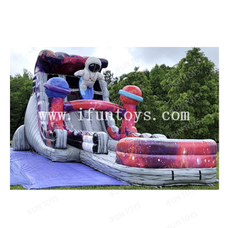 Space Theme 3D Astronaut Inflatable Water Slide Dual Lane Inflatable Bounce Slide Combo with Pool for Children