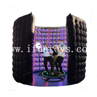 Cheap ground inflatable spinning photo booth enclosure backdrop/led 360 photobooth wall for photography