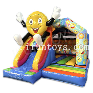 Happy Face Emoji Inflatable Bouncy Slide Combo Commercial Use Bouncer Castle Jumper House for Party