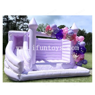 Macaron / Pastel Purple Wet /Dry Combo Bounce House Wedding Party Rental Jumping Castle Inflatable Bouncer with Slide and Pool