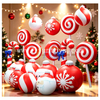 Custom Giant PVC Inflatable Christmas Candy Cane Lollipop Ornament Ball Set for Holiday Mall Stage Ceiling Hanging Decoration