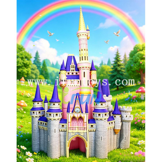 Custom Inflatable Fairytale Castle Outdoor Party Decoration Giant Pink Princess Palace for Amusement Park