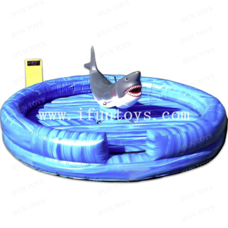 Party Rentals Mechanical Bull Shark with Inflatable Safety Mat Inflatable Mechanical Shark Ride for Kids and Adults
