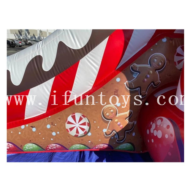 Inflatable Gingerbread Bouncy House Slide Combo / Christmas Jumping House 
