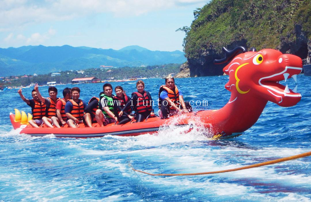 Crazy Water Towable Games Inflatable Dragon Banana Boat for Water park