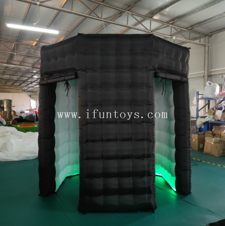 Led Lighting Wedding octagonal Inflatable black Photo Booth /inflatable photo booth enclosure for sale