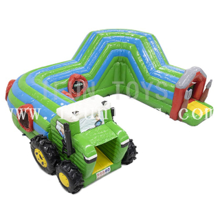 Inflatable Tractor Tunnel Obstacle Course / Bouncing Castle Slide Combo