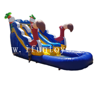 Cheap Inflatable Flamingo Water Slide with Pool for Sale