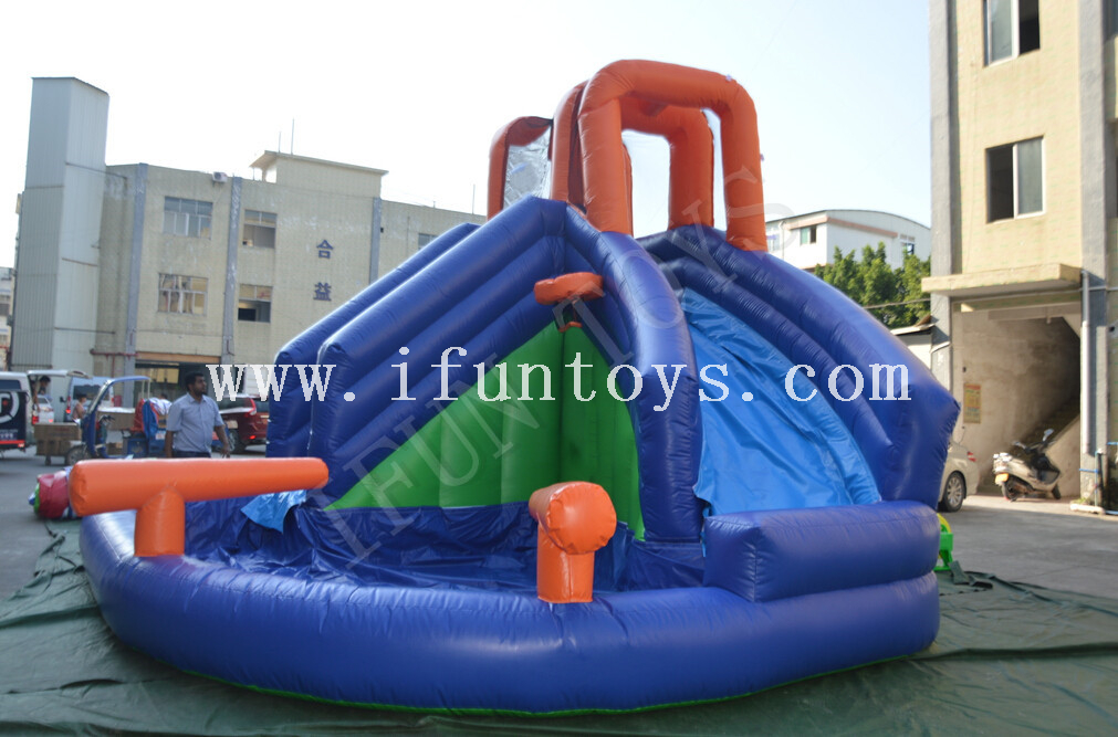 Inflatable Water Pool Slide Combo / Inflatable Waterpark Splash Pool Slide with Water Gun for Kids