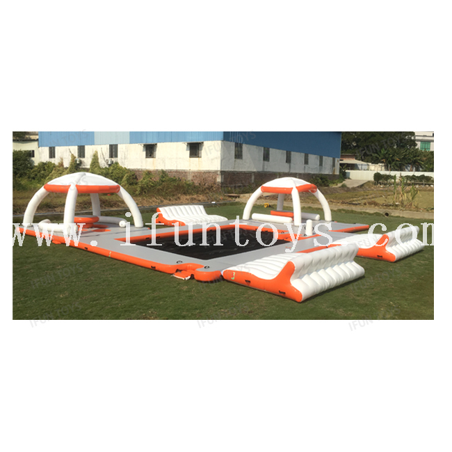 Commercial Inflatable Water Platform Floating Dock with Tent And Sofa for Summer Recreation Party Bana