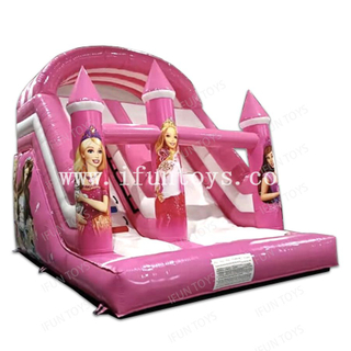 Commercial Pink Princess Slide Inflatable Barbie Slide Dry Slide Inflatable Bouncy Combo for Girls
