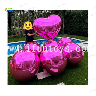 Large purple Inflatable mirror ball heart/Sphere Mirror/Reusable Big Bubble Balloon For Mall Decoration