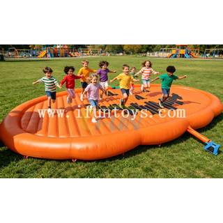 Outdoor Pumpkin Shape Jump Pad Inflatable Air Pillow Bouncer Pad Mattress Inflatable Jumping Trampoline for Halloween Events