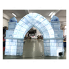 Winter Theme Ice Carving Castle Inflatable Archway with LED Light for Christmas Holiday Event Party