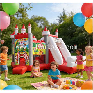 Commercial Inflatable Bouncer Slide Combo Circus Theme Carnival Jumping Castle 0.55mm PVC for Party Rental Business