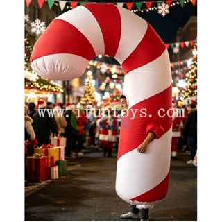 Giant Inflatable Candy Cane Costume Adult Christmas Walking Blow Up Suit for Parade Carnival Festive Decoration
