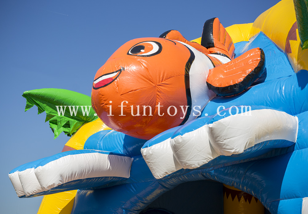 Inflatable Clownfish Bouncy Combo / Kids Inflatable Outdoor Playground Jumping Castle with Slide