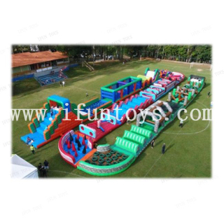 Giant kids & adults inflatable theme park with pop up obstacle courses bounce house inside for theme park