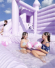 Macaron / Pastel Purple Wet /Dry Combo Bounce House Wedding Party Rental Jumping Castle Inflatable Bouncer with Slide and Pool