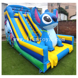 Giant 3D Stitch Character Dual Lane Inflatable Slide for Kids' Birthday Parties 