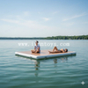 Lake Lifestyle Non Slip Inflatable Floating Dock Drop-stitch Deck for Sunbathing / Lounging