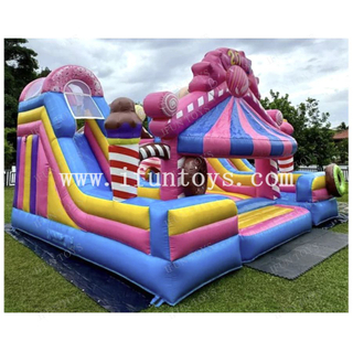 Pink Candy Dual Lane Inflatable Jumping Bounce Castle Inflatable Bouncer Slide Combo for Party /Event
