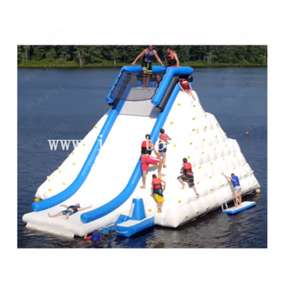 Water Play Equipment Floating Climbing Mountain Iceberg with Slide Inflatable Rock Climbing Wall for Camps / Resorts / Groups