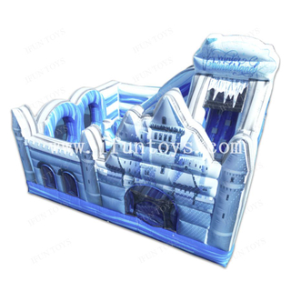 Winter Wonderland Amusement Park Inflatable Winter Castle Combo Jumping Bouncer House with Slide And Obstacle Course for Kids